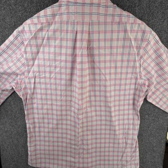 Brooks Brothers Non Iron Button Up Shirt Men Pink Blue Plaid Large Supima ** - Picture 12 of 14